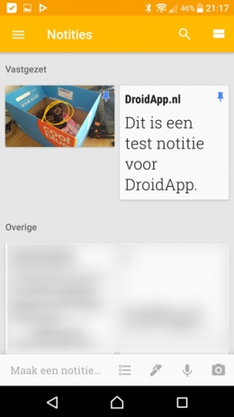 Google Keep Vastpinnen