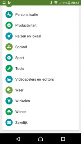 Google Play Store categorieën