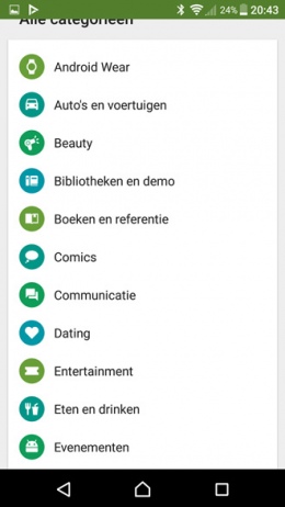 Google Play Store categorieën