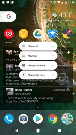 Google Keep Launcher Shortcuts