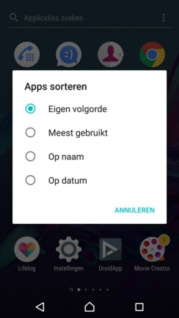 Sony Xperia apps sorteren