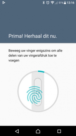 Sony Xperia vingerafdrukscanner
