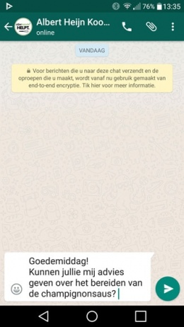 Albert Heijn WhatsApp Kookhulp