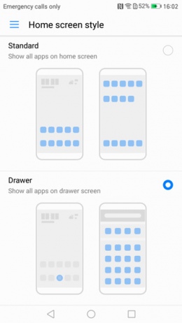 EMUI 5.0 app drawer