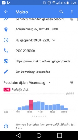 Google Maps live druktemeter