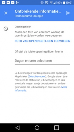 Google Maps openingstijden