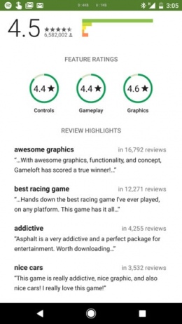 Google Play Store feature ratings