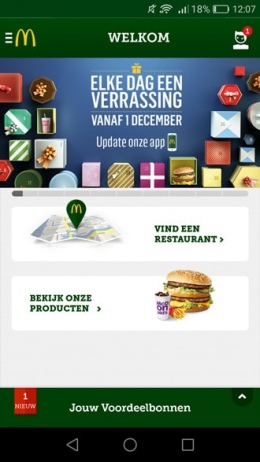 McDonald's app Cadeau kalender