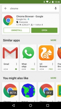 Play Store zoekresultaten