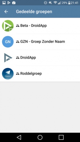 Telegram 3.14 Gedeelde groepen