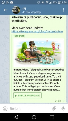 Telegram 3.14 snelle weergave