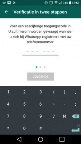 whatsapp tweestaps verificatie