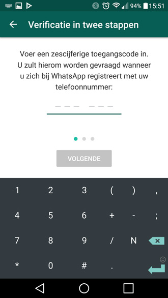 Whatsapp verificatie in twee stappen