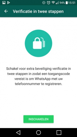 whatsapp verificatie in twee stappen