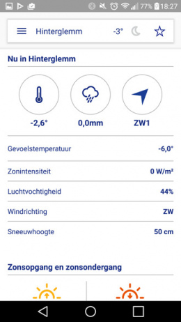 Buienradar sneeuwhoogte