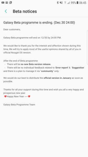 Galaxy S7 Edge Nougat beta einde