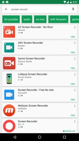 Google Play Store suggesties zoekresultaten