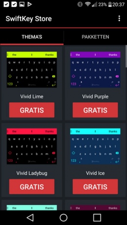 SwiftKey gratis thema's