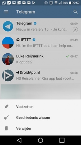 Telegram vastzetten