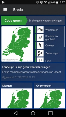 Weerwaarschuwing KNMI app