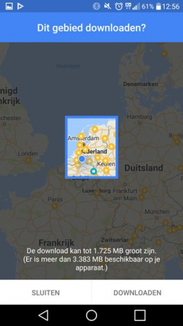 Google Maps offline gebieden