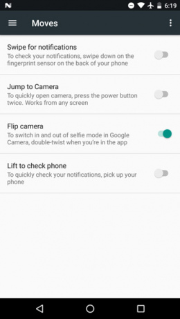 Android 7.1.2 Nougat vingerafdrukscanner gebaren