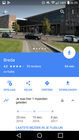 Google Maps tijdlijn