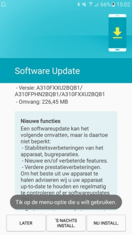 Samsung Galaxy A3 2016 beveiligingsupdate februari 2017