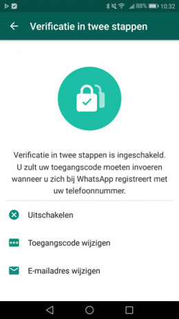 WhatsApp tweestapsverificatie