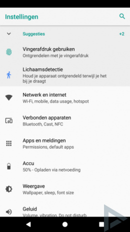 Android O Instellingen