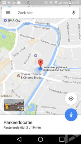 Google Maps 9.49 parkeertijd locatie
