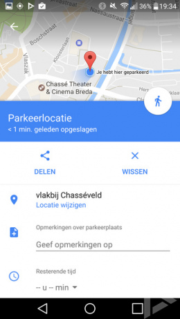 Google Maps 9.49 parkeren