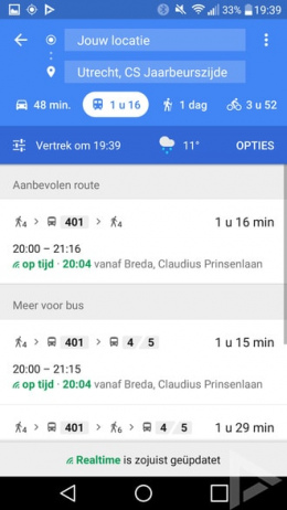 Google Maps 9.49 weersvoorspelling reisadvies