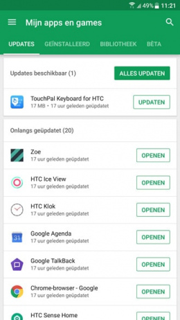 Google Play Store Mijn Apps updates