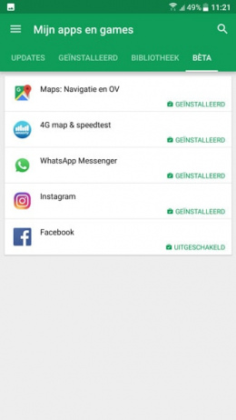 Google Play Store Mijn Apps beta