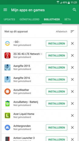 Google Play Store Mijn Apps bibliotheek