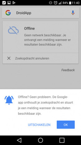 Google App offline zoeken