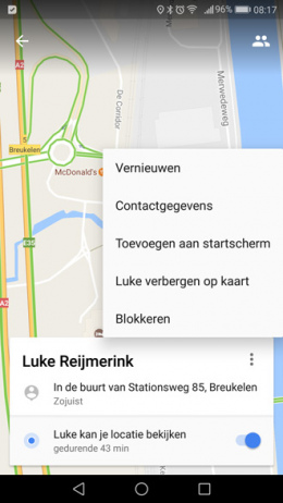 Google maps locatie delen