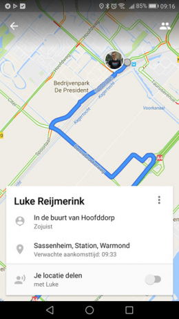 Google maps route delen