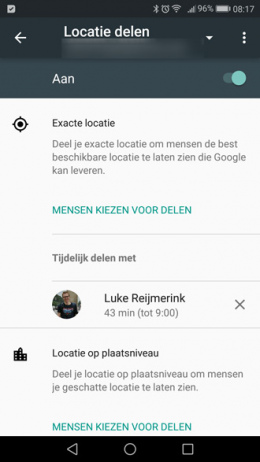 Google maps locatie delen instellingen