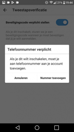 Instagram Tweestapsverificatie