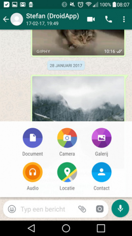 WhatsApp 2.17.93 bijlagen