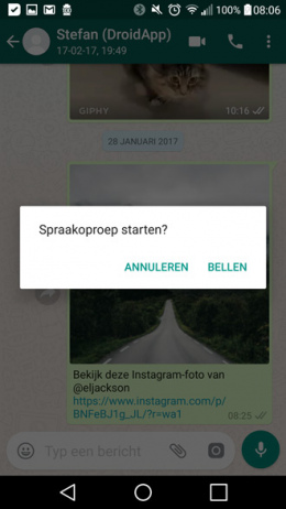 WhatsApp 2.17.93 melding oproep