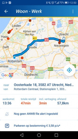 ANWB Onderweg 3.0 app route