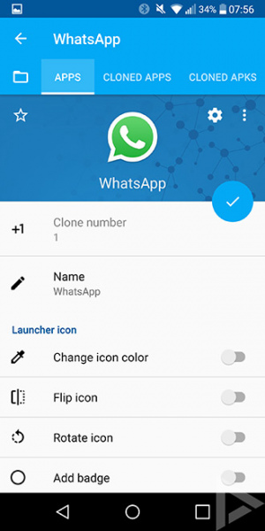App Cloner 1.4.0 laat je twee WhatsApp accounts op 1 toestel gebruiken