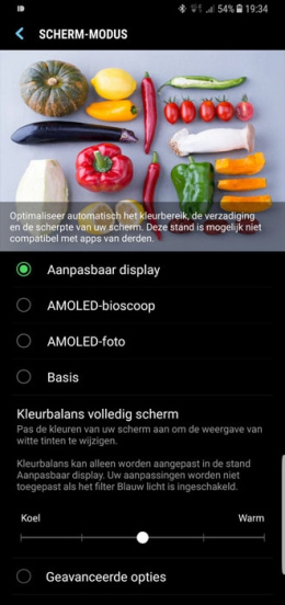 Galaxy S8 scherm-modus