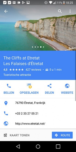 Google Maps werkbalk