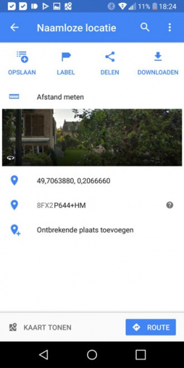 Google Maps werkbalk