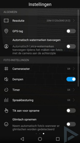 Huawei P10 Camera instellingen