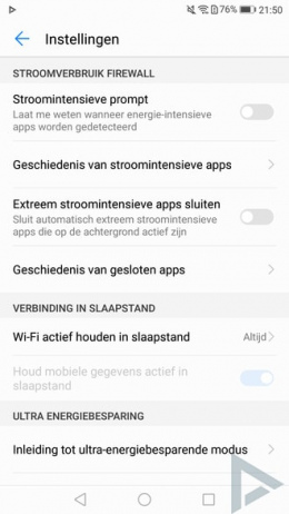 Huawei P10 stroomintensieve prompt